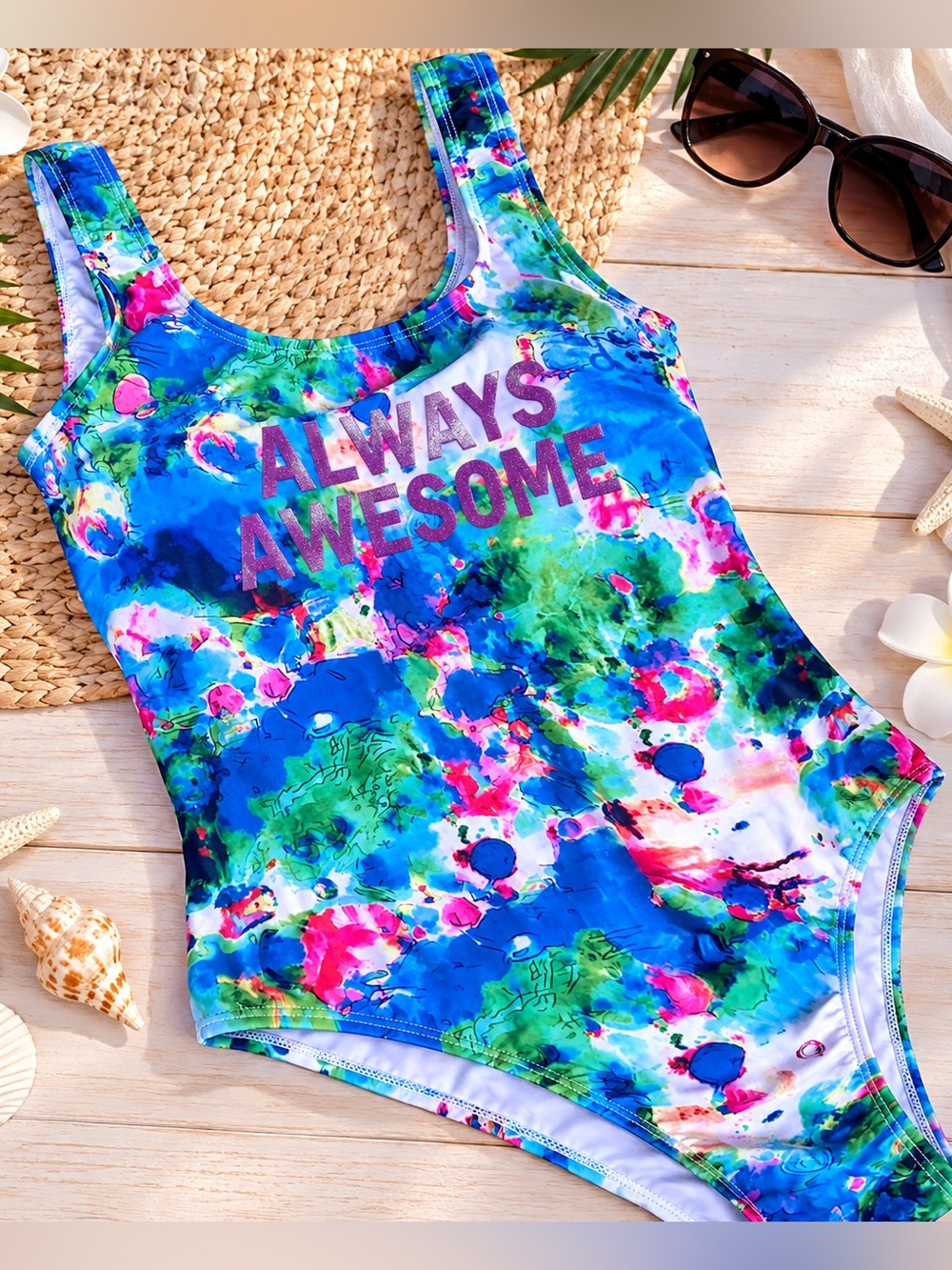 Emme Jordan Womens 'Always Awesome' One-Piece Swimsuit